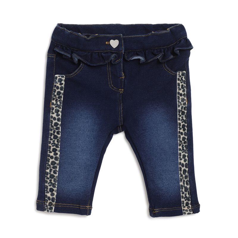 Girls Dark Blue Stretch Denim Long Trouser image number null